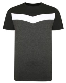 Bigdude Chevron Cut & Sew T-Shirt Charcoal